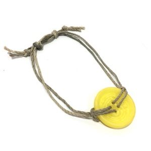 Button Bracelet Hemp Cord Boho Style Yellow Womens